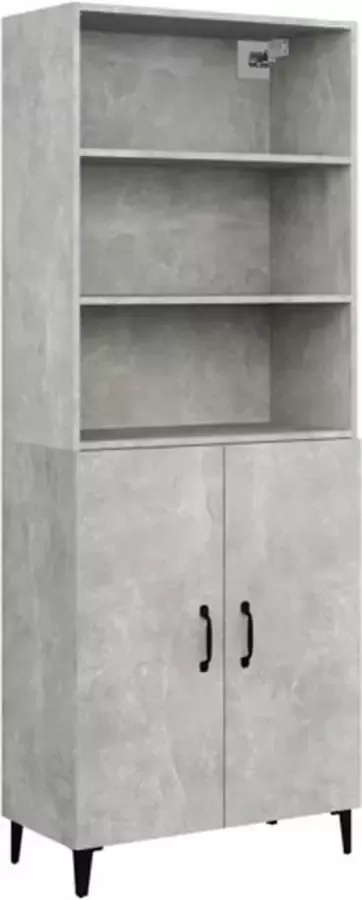 VidaXL Hoge kast bewerkt hout betongrijs - Foto 3