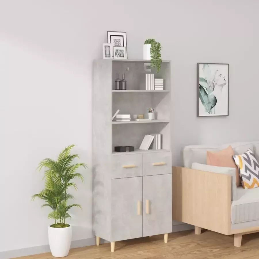 VidaXL Hoge kast bewerkt hout betongrijs - Foto 2