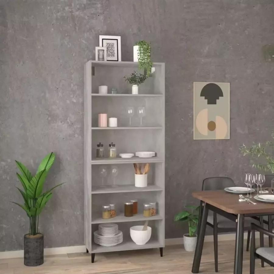 VidaXL Hoge kast bewerkt hout betongrijs