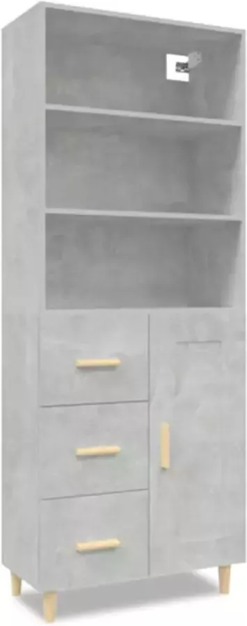 VidaXL Hoge kast bewerkt hout betongrijs - Foto 3