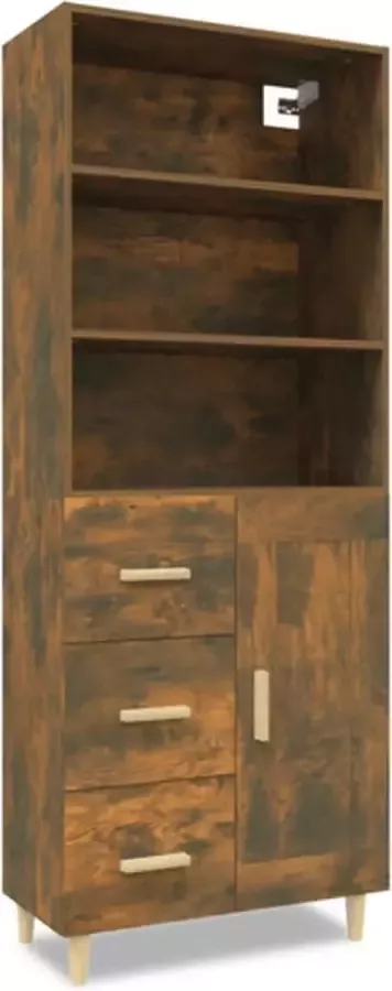 VidaXL Hoge kast bewerkt hout gerookt eikenkleurig - Foto 3