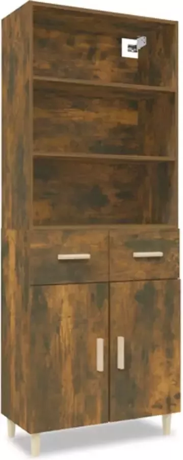 VidaXL Hoge kast bewerkt hout gerookt eikenkleurig - Foto 3