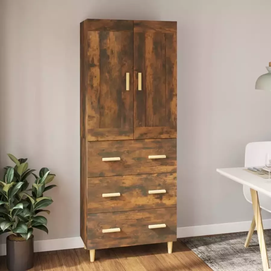 VidaXL Hoge kast bewerkt hout gerookt eikenkleurig - Foto 2