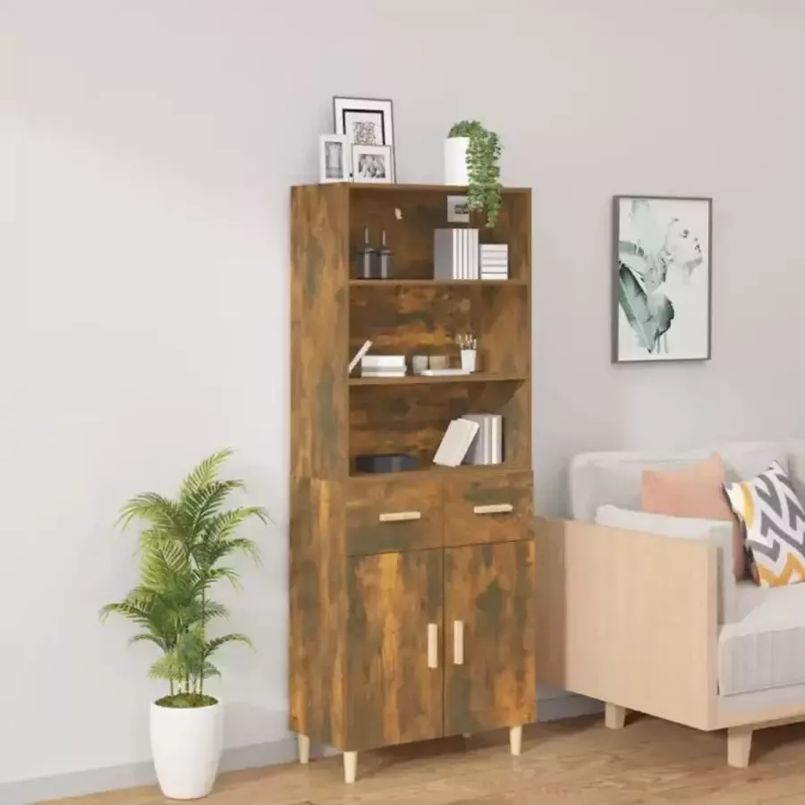 VidaXL Hoge kast bewerkt hout gerookt eikenkleurig