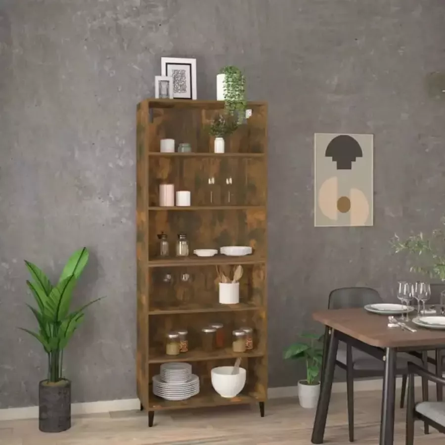 VidaXL Hoge kast bewerkt hout gerookt eikenkleurig