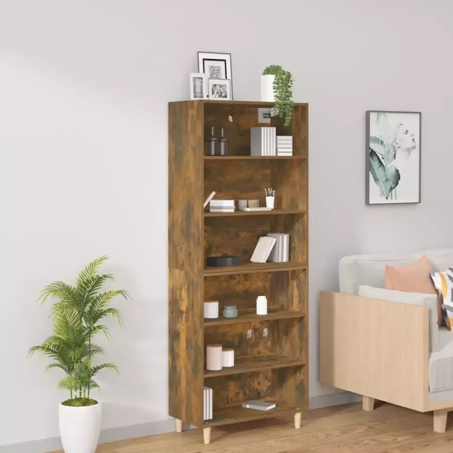 VidaXL Hoge kast bewerkt hout gerookt eikenkleurig