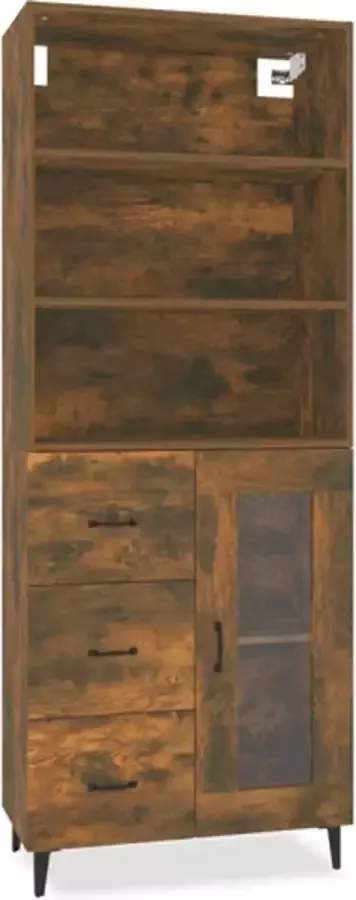 VidaXL Hoge kast bewerkt hout gerookt eikenkleurig - Foto 4