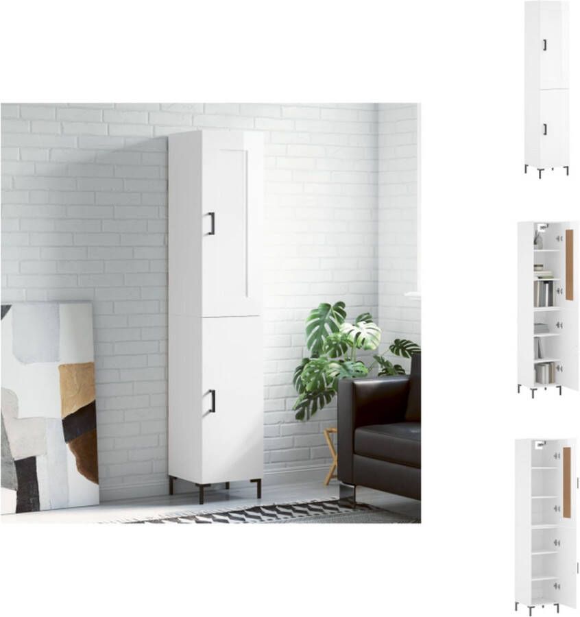 VidaXL Hoge Kast Hoge Kasten Hoge Kast Met Lade Kast Hoge kast 34-5x34x180 cm bewerkt hout hoogglans wit