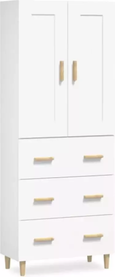 VidaXL Hoge kast bewerkt hout wit - Foto 2