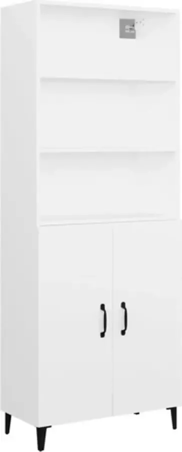 VidaXL Hoge kast bewerkt hout wit - Foto 4