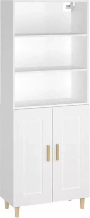 VidaXL Hoge kast bewerkt hout wit - Foto 2