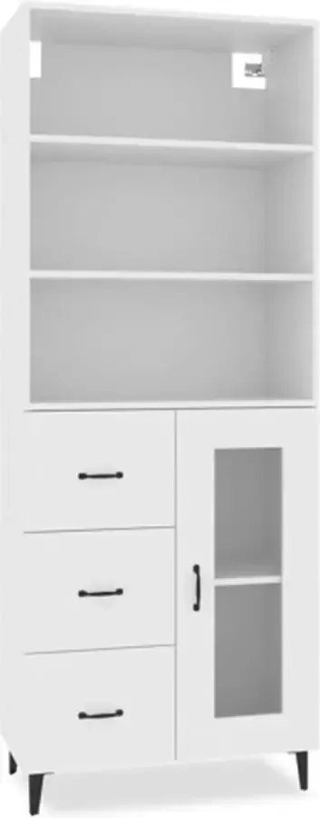 VidaXL Hoge kast bewerkt hout wit - Foto 2