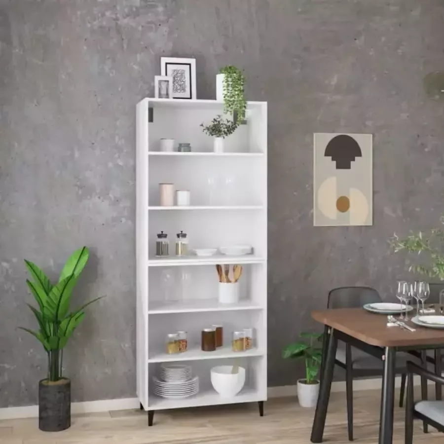 VidaXL Hoge kast bewerkt hout wit