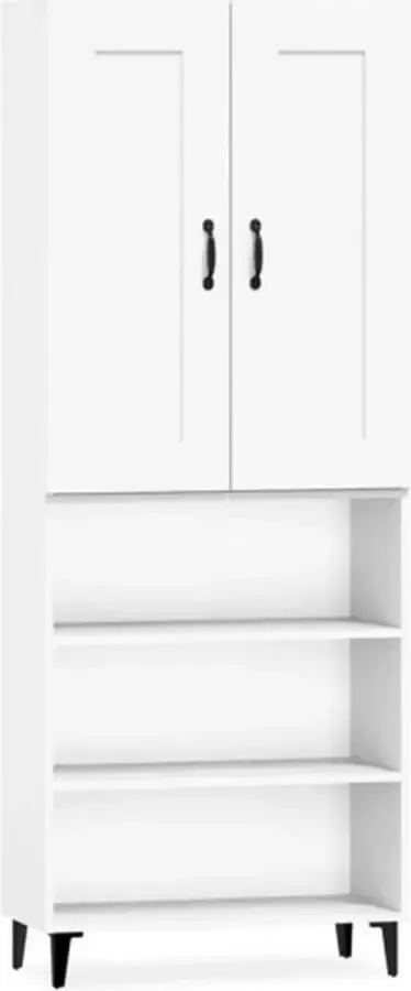 VidaXL Stijlvolle witte buffetkast Bewerkte houten opbergoplossing Hoge Kast Buffetkast Kast Dressoir Opbergkast - Foto 3