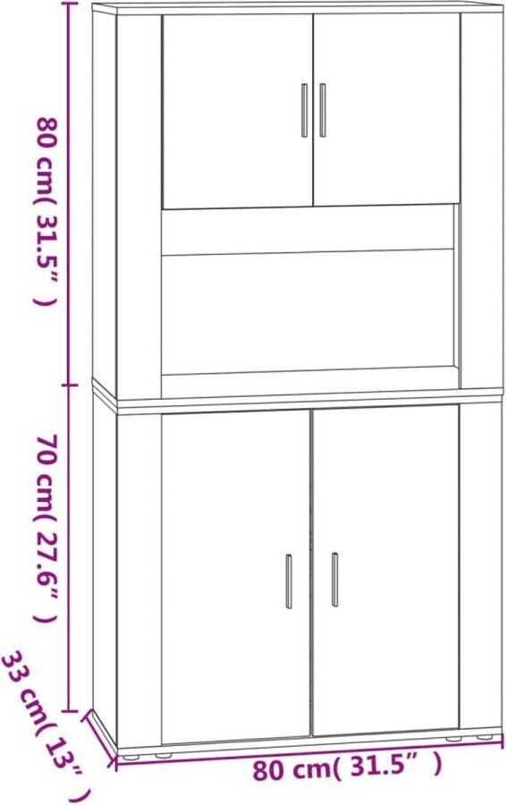 VidaXL -Hoge-kast-bewerkt-hout-zwart - Foto 3