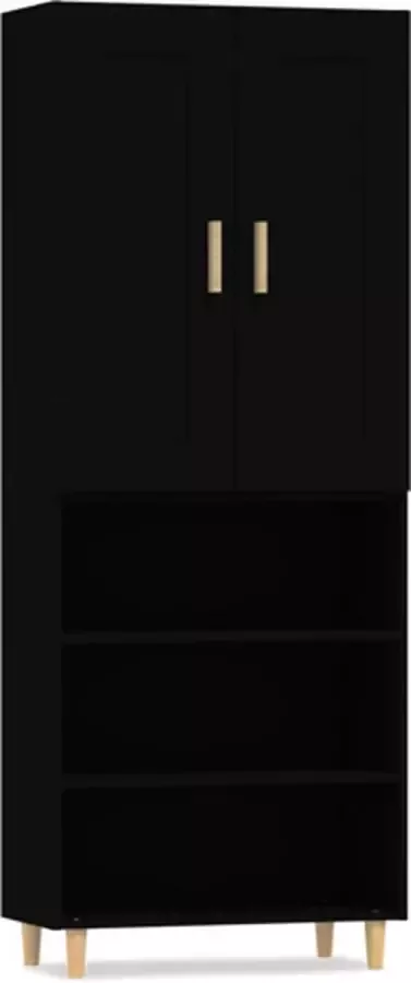 VidaXL Hoge kast bewerkt hout zwart - Foto 5