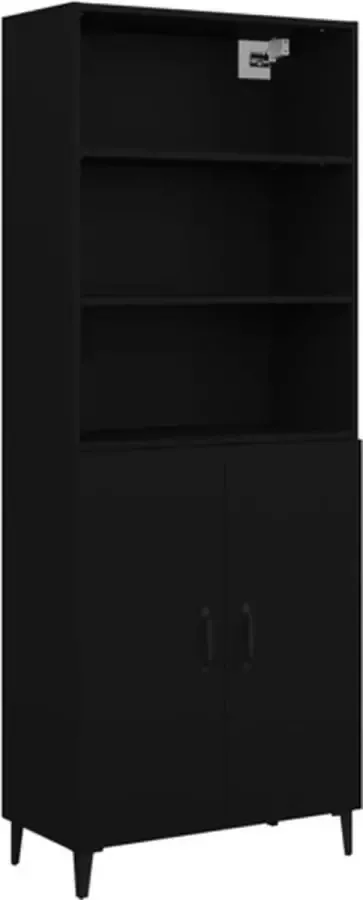 VidaXL Hoge kast bewerkt hout zwart - Foto 3