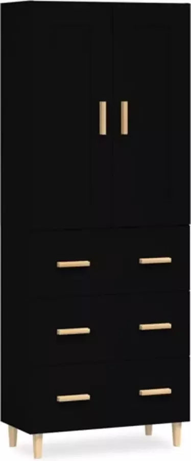 VidaXL Hoge kast bewerkt hout zwart - Foto 2