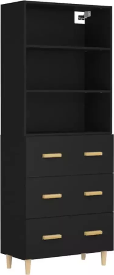 VidaXL Hoge kast bewerkt hout zwart - Foto 16