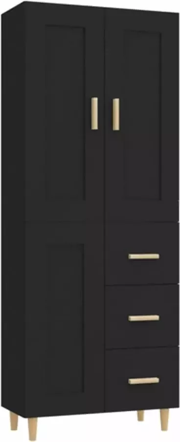 VidaXL Hoge kast bewerkt hout zwart - Foto 15