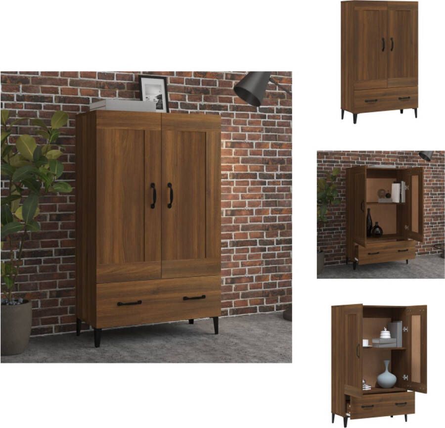 VidaXL Hoge Kast Hoge Kasten Hoge Kast Met Lade Kast Hoge kast 70x31x115 cm bewerkt hout bruineikenkleurig - Foto 2