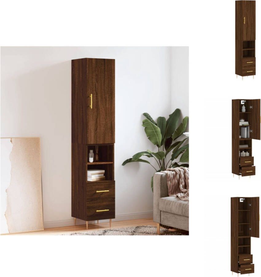 VidaXL Hoge Kast Hoge Kasten Dressoir Buffetkast Hoge kast 34-5x34x180 cm bewerkt hout bruineikenkleurig - Foto 2