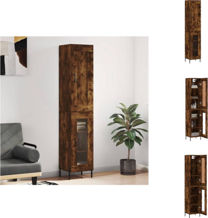 VidaXL Hoge Kast Hoge Kasten Hoge Kast Met Lade Kast -Hoge-kast-34-5x34x180-cm-bewerkt-hout-gerookt-eikenkleurig