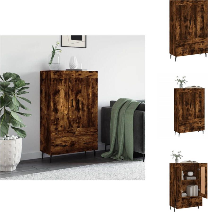 VidaXL Hoge Kast Gerookt Eiken 69.5 x 31 x 115 cm Duurzaam Materiaal Keukenkast