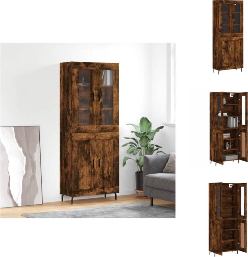 VidaXL Hoge Kast Gerookt eiken 69.5 x 34 x 180 cm Duurzaam materiaal Keukenkast