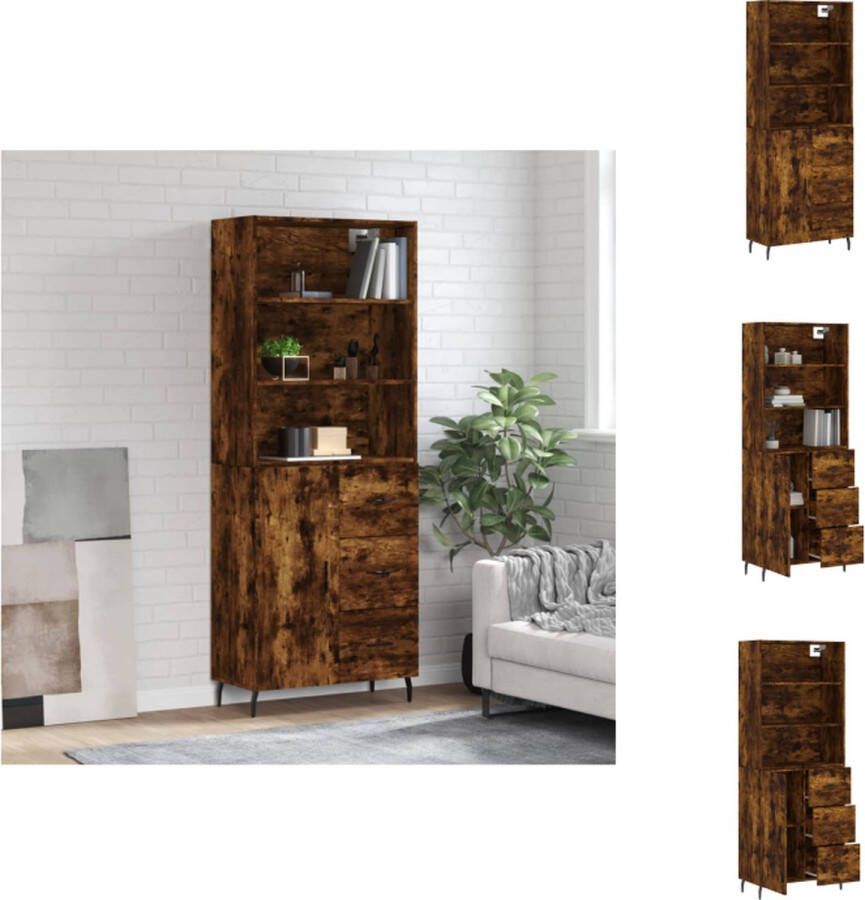 VidaXL Hoge Kast Gerookt eiken 69.5 x 34 x 180 cm Keukenkast