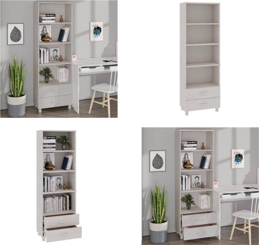 VidaXL Hoge kast HAMAR 60x35x180 cm massief grenenhout wit Hoge Kast Hoge Kasten Houten Kast Wandkast