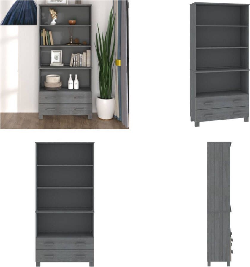 VidaXL Hoge kast HAMAR massief grenenhout donkergrijs Hoge Kast Hoge Kasten Buffetkast Dressoir - Foto 2