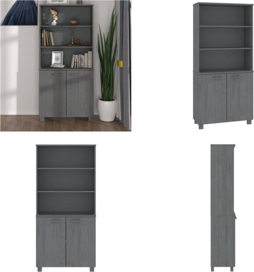 VidaXL Hoge kast HAMAR massief grenenhout donkergrijs Hoge Kast Hoge Kasten Buffetkast Dressoir