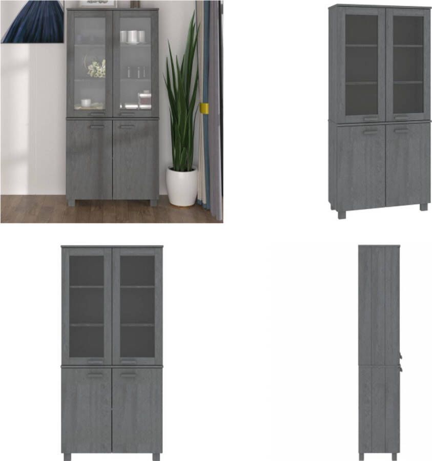 VidaXL Hoge kast HAMAR massief grenenhout donkergrijs Hoge Kast Hoge Kasten Buffetkast Dressoir