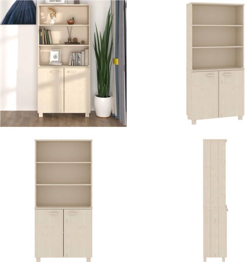 VidaXL Hoge kast HAMAR massief grenenhout honingbruin Hoge Kast Hoge Kasten Buffetkast Dressoir - Foto 1