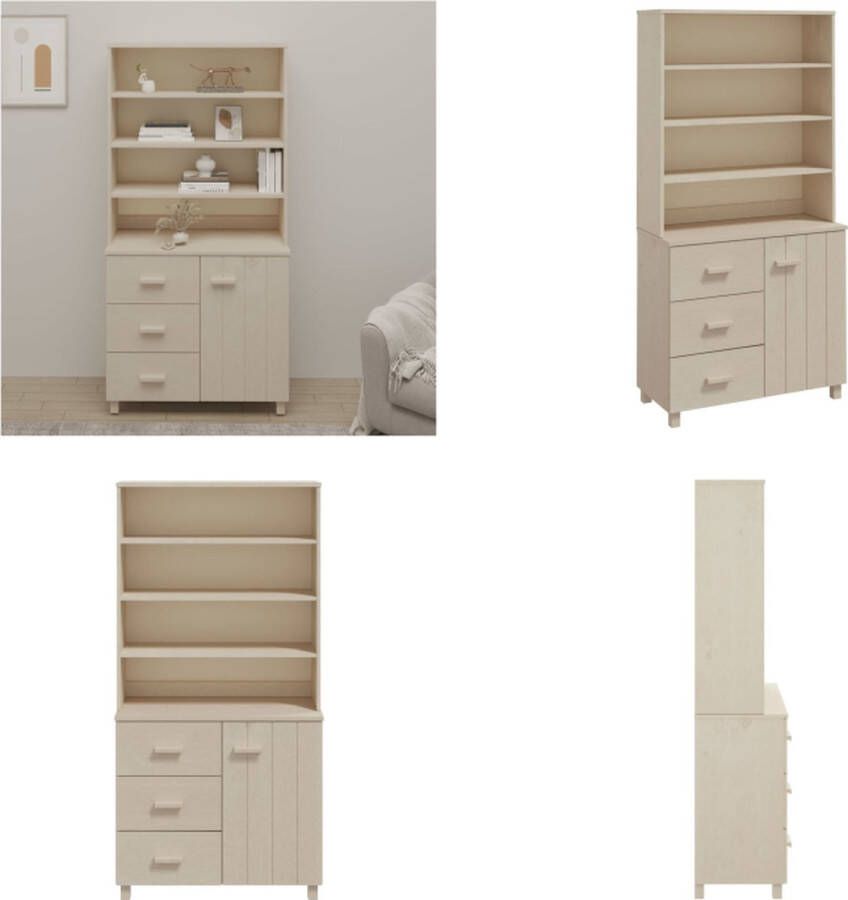 VidaXL Hoge kast HAMAR massief grenenhout honingbruin Hoge Kast Hoge Kasten Buffetkast Dressoir - Foto 2