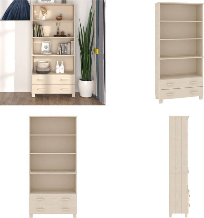 VidaXL Hoge kast HAMAR massief grenenhout honingbruin Hoge Kast Hoge Kasten Buffetkast Dressoir