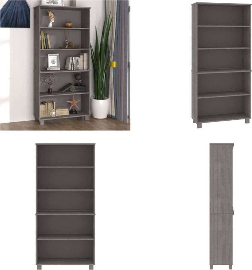 VidaXL Hoge kast HAMAR massief grenenhout lichtgrijs Hoge Kast Hoge Kasten Buffetkast Dressoir - Foto 2