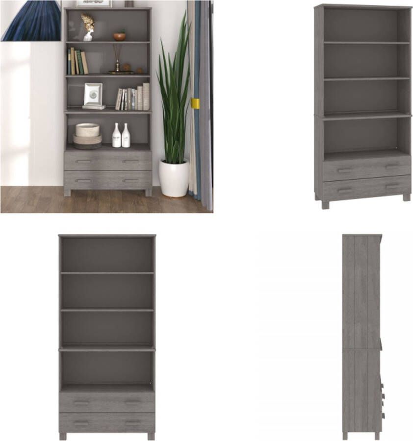 VidaXL Hoge kast HAMAR massief grenenhout lichtgrijs Hoge Kast Hoge Kasten Buffetkast Dressoir - Foto 2