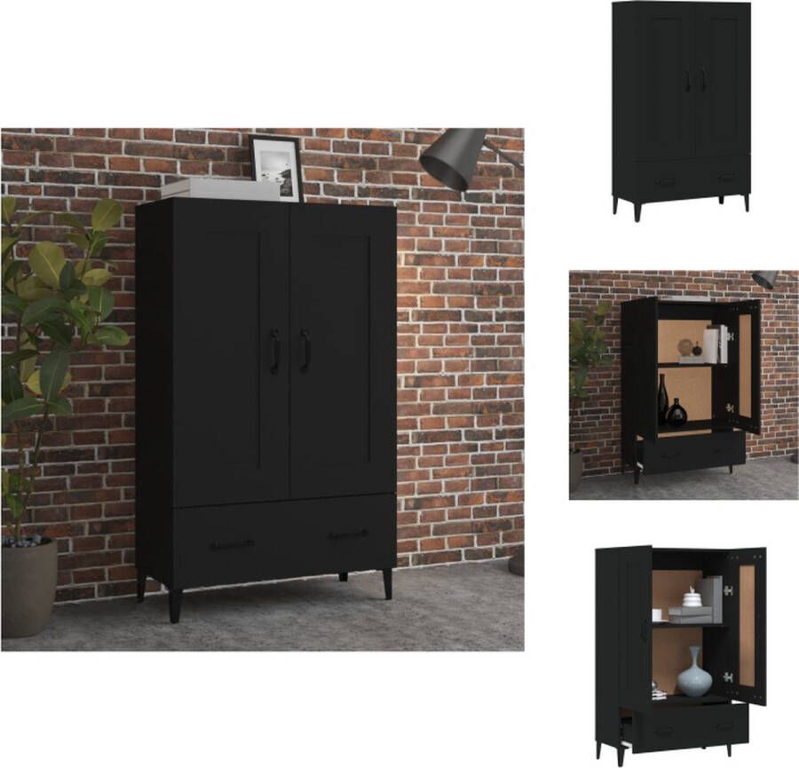 VidaXL Hoge Kast Hoge Kasten Hoge Kast Met Lade Kast Hoge kast 70x31x115 cm bewerkt hout zwart - Foto 2