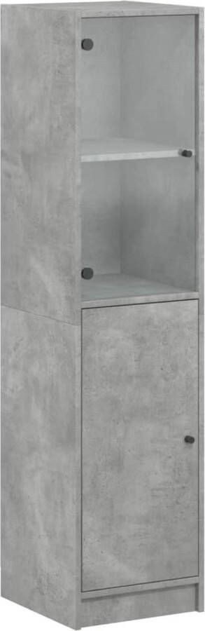 VidaXL -Hoge-kast-met-glazen-deur-35x37x142-cm-betongrijs - Foto 3