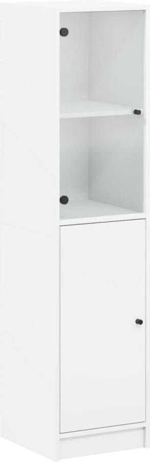 VidaXL Hoge kast Glazen deur 35x37x142 cm Wit Hoge Kast Houten Kast Vitrinekast Opbergkast Slaapkamermeubel - Foto 2