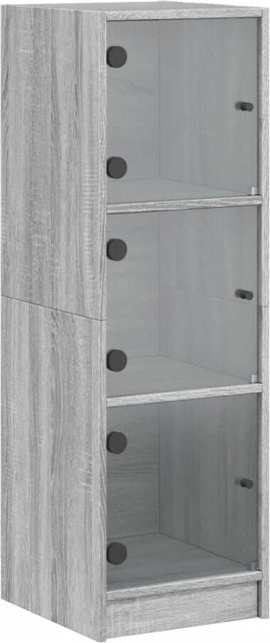 VidaXL -Hoge-kast-met-glazen-deuren-35x37x109-cm-grijs-sonoma-eiken - Foto 3