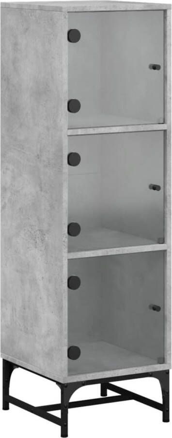 VidaXL -Hoge-kast-met-glazen-deuren-35x37x120-cm-betongrijs - Foto 3