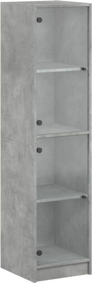 VidaXL -Hoge-kast-met-glazen-deuren-35x37x142-cm-betongrijs - Foto 3