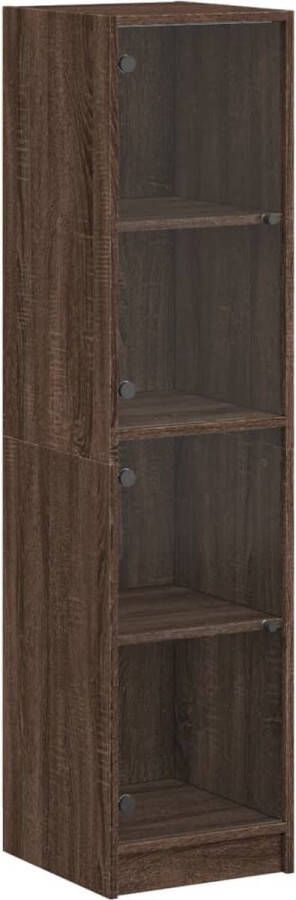 VidaXL -Hoge-kast-met-glazen-deuren-35x37x142-cm-bruineikenkleurig - Foto 3