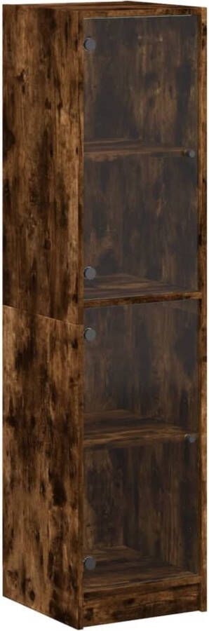 VidaXL -Hoge-kast-met-glazen-deuren-35x37x142-cm-gerookt-eikenkleurig - Foto 3