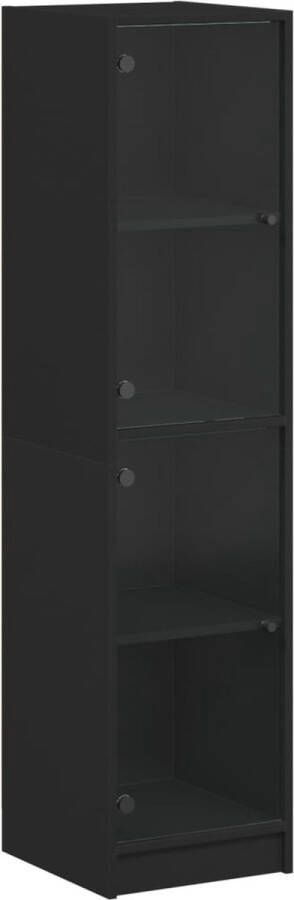 VidaXL -Hoge-kast-met-glazen-deuren-35x37x142-cm-zwart - Foto 3