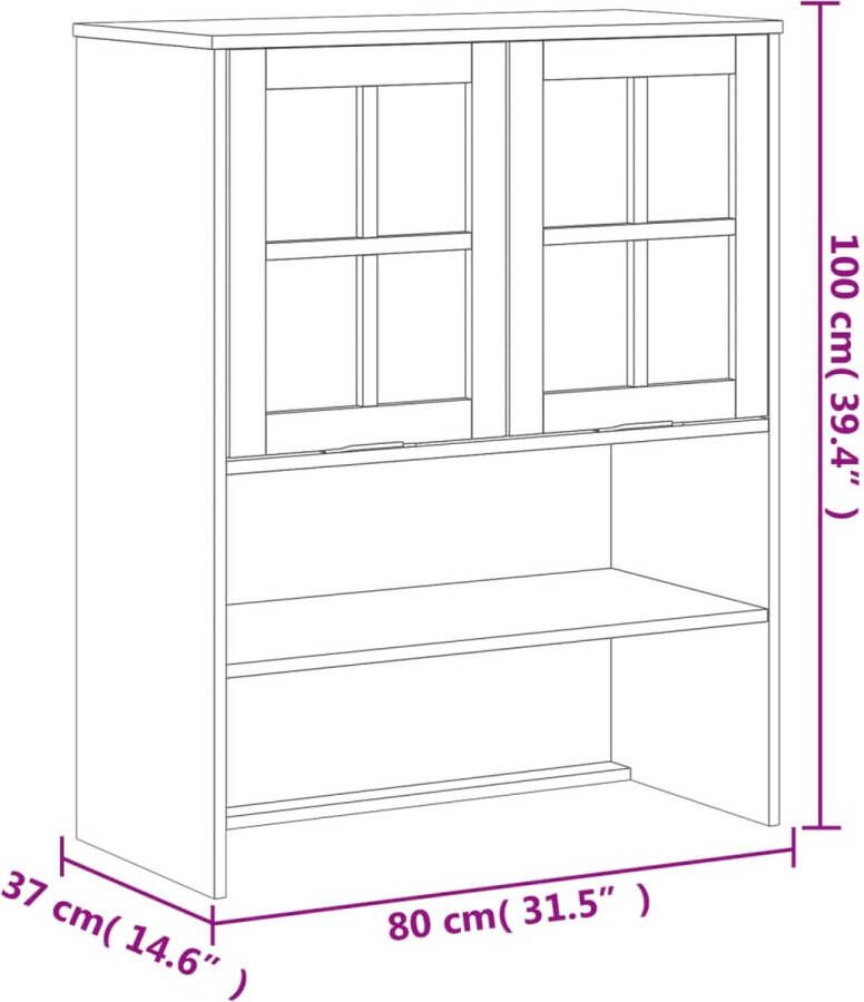 VidaXL -Hoge-kast-met-glazen-deuren-FLAM-80x40x180-cm-grenenhout - Foto 5