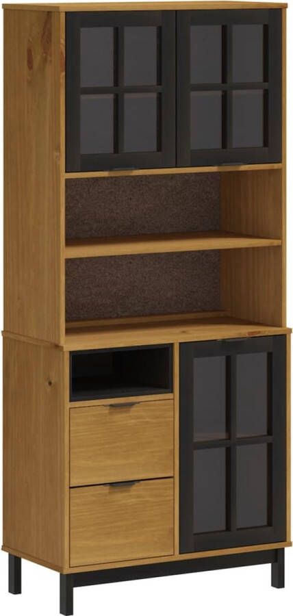 VidaXL -Hoge-kast-met-glazen-deuren-FLAM-80x40x180-cm-grenenhout - Foto 9